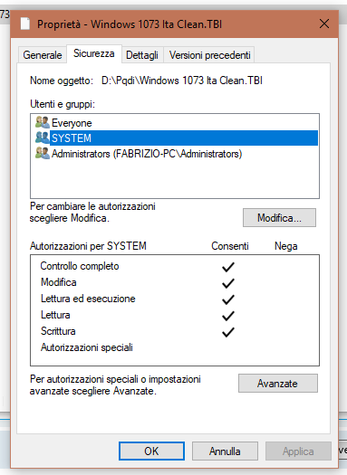 Permission on TBI file