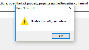 BootNow UEFI Dialog Box