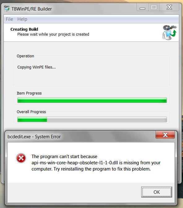 Image showing error message.