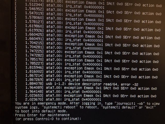 Linux screen after failed Restore