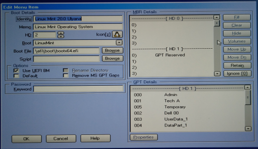 Boot menu appearance